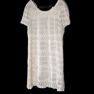 Impulse Cream Lace Scoop Neck Low Back Dress Size L